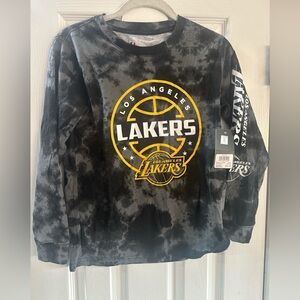Los Angeles Lakers black gray tie-dye long sleeve shirt kids